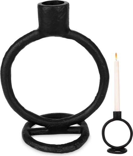 Aluminum candlestick for a taper candle, black, 15 cm
