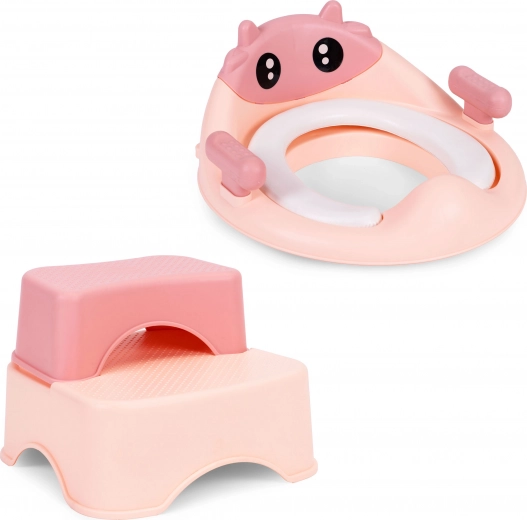 Rožinis vaikiškas WC sėdynės įdėklas su laipteliais ECOTOYS