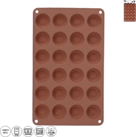 Silikoninė mini krepšelių forma, 24 vnt., ruda