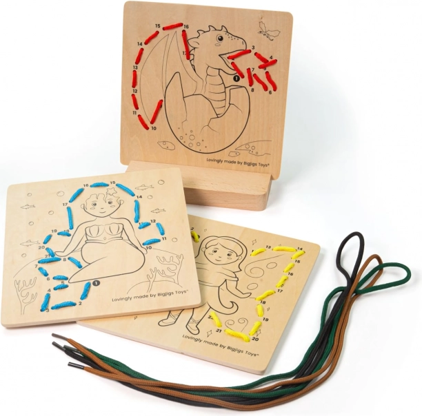 Bigjigs Toys vėrimas pagal skaičius – pasakos
