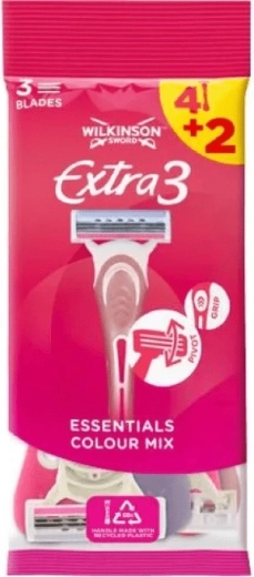Wilkinson Extra3 Beauty moteriškas vienkartinis skustuvas 4+2 vnt.