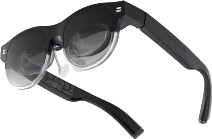 Papildytos realybės akiniai AirVision M1 su OLED, USB‑C ir integruotais garsiakalbiais – juodi