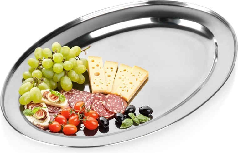 Vilde oval stainless steel serving tray 45 × 30 cm