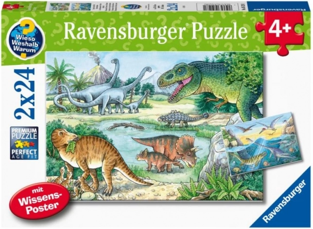 Dėlionė Dinozaurų pasaulis 2x24 detalių nuo Ravensburger