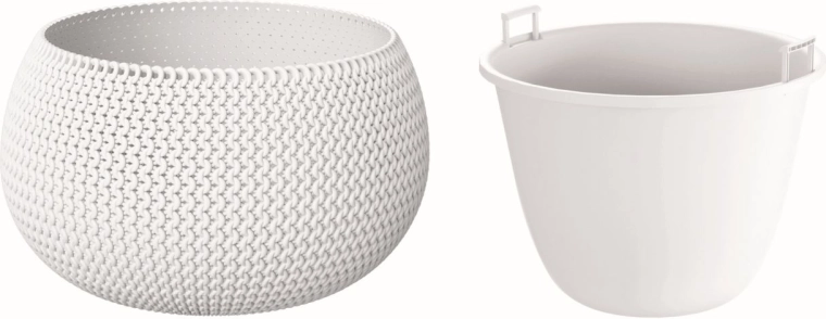 Gėlių vazonas Splofy Bowl su įdėklu 24 cm – baltas