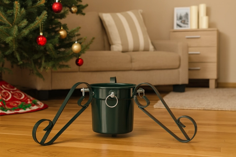Traditional metal Christmas tree stand 3.5–12 cm with water reservoir - 1 piece