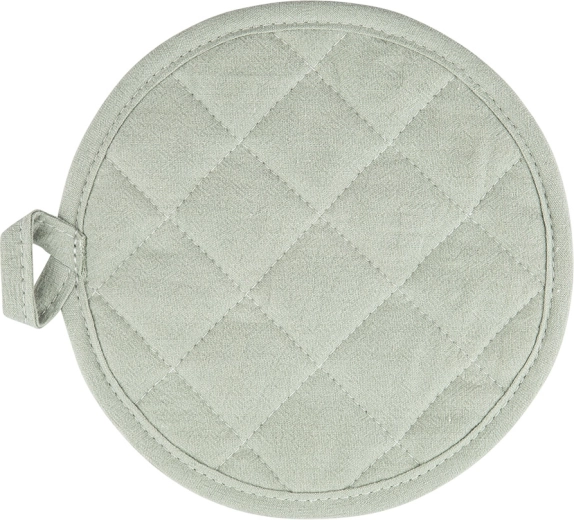 Kitchen pot holder, diameter 18 cm, cotton, sage green