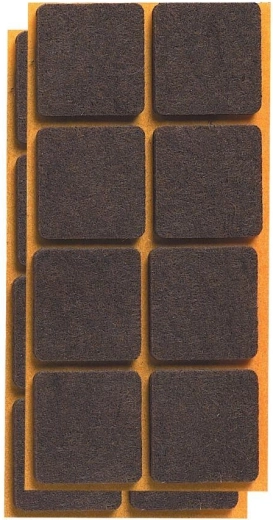 Self-adhesive felt pads for furniture 25 × 25 mm, brown (16 pcs)