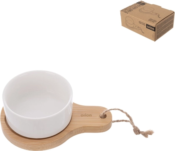 Bowl with Bamboo Serving Tray Whiteline