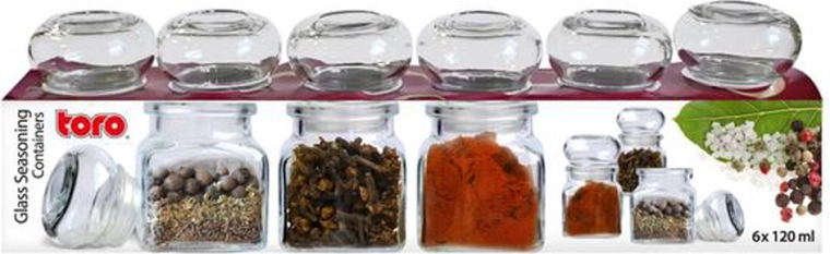 Stikliniai prieskonių indeliai TORO 120 ml, 6 vnt. rinkinys