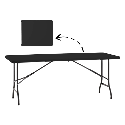 Foldable camping and catering table 180 × 70 × 74 cm, black