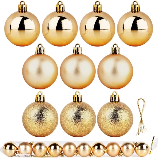 Gold shatterproof Christmas baubles 5 cm, set of 10