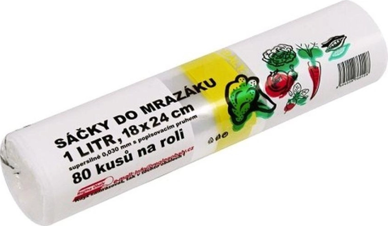 Šaldymo maišeliai su užrašymo juostele 1 l, itin tvirti (80 vnt.)