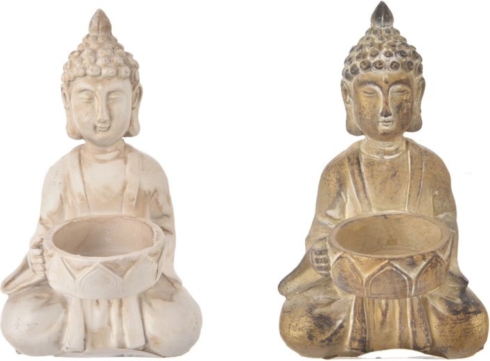 Buddha Polyresin Candle Holder 9 × 9 × 14 cm (2 variants)