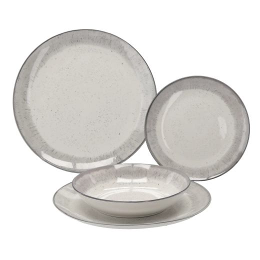 18-Piece Round Gray Dinnerware Set