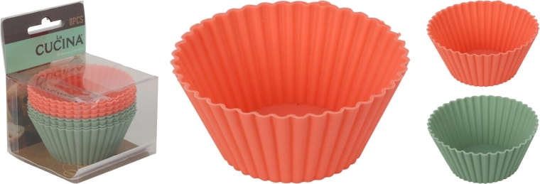 Silikoniniai kepimo krepšeliai 7 × 3,5 cm, spalvų miksas (8 vnt.)