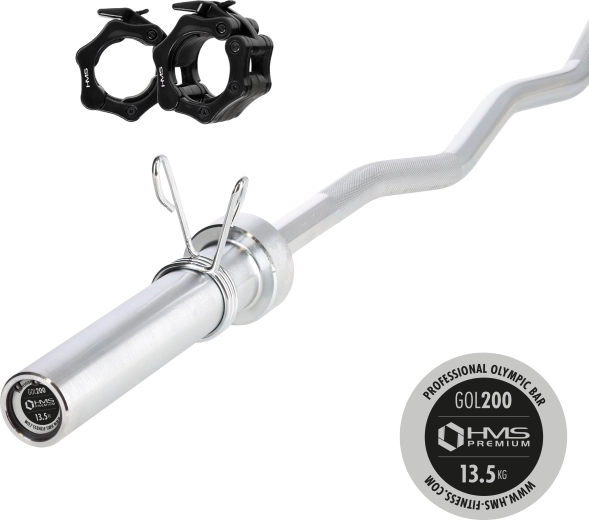 Olimpinė lenkta EZ štanga HMS Premium 150 cm su greitaisiais užraktais ZG1000