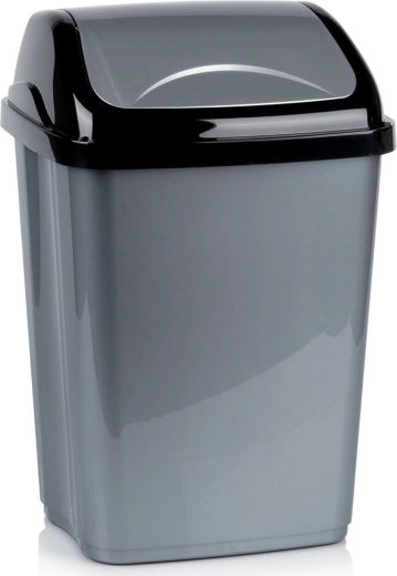 Plastikinė šiukšliadėžė su atverčiamu dangčiu 26 l, pilka