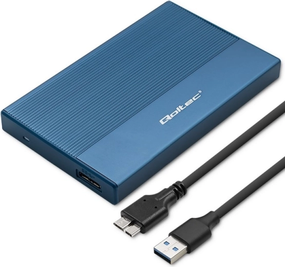 Aluminum enclosure for 2.5" SSD/HDD SATA with USB 3.0, 5 Gb/s, 2 TB – blue