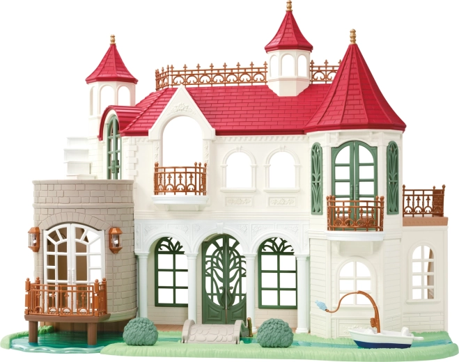 Sylvanian Families vila prie upės su raudonu stogu