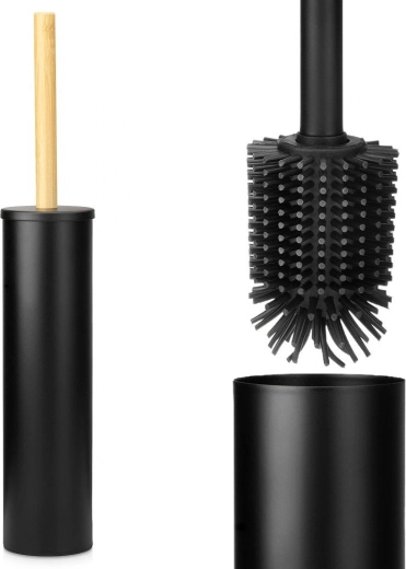 Vilde silicone toilet brush with stand, black, 37.5 cm