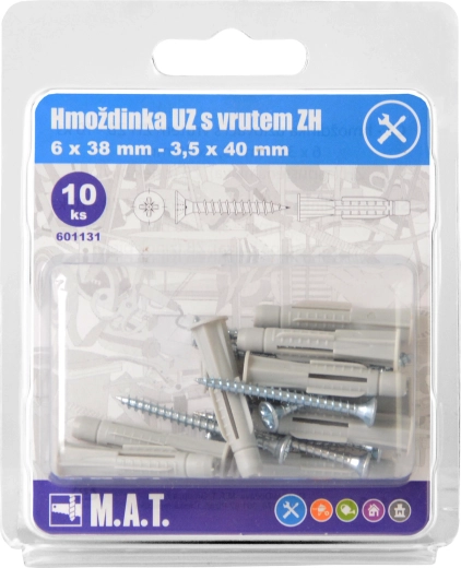 Knotting wall plug with rim 6 mm with PH screw, galvanized (10 pcs)