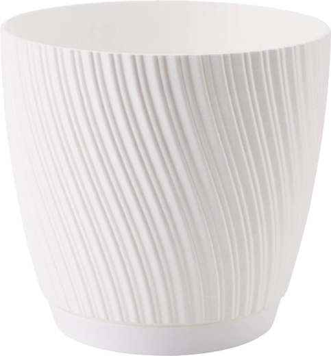 Gėlių vazonas MIKA ECO RECYCLED su padėkliuku 23 cm baltas