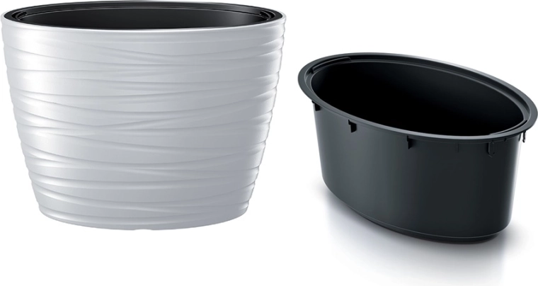 ovalus gėlių vazonas su įdėklu Maze 58,5 cm baltas