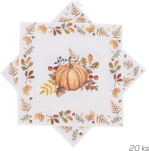 Popierinės servetėlės „Ruduo“ su moliūgų motyvu 33 × 33 cm (20 vnt.)