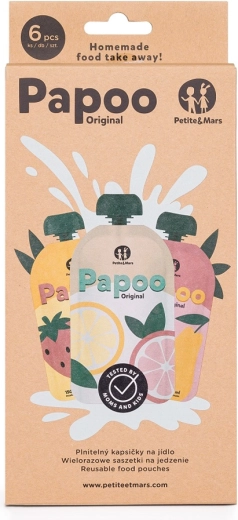 Daugkartinio naudojimo maisto maišeliai PETITE&MARS Papoo Original, 6 vnt.