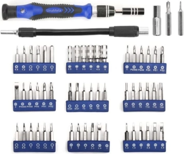 Wide selection of bits for different screw types