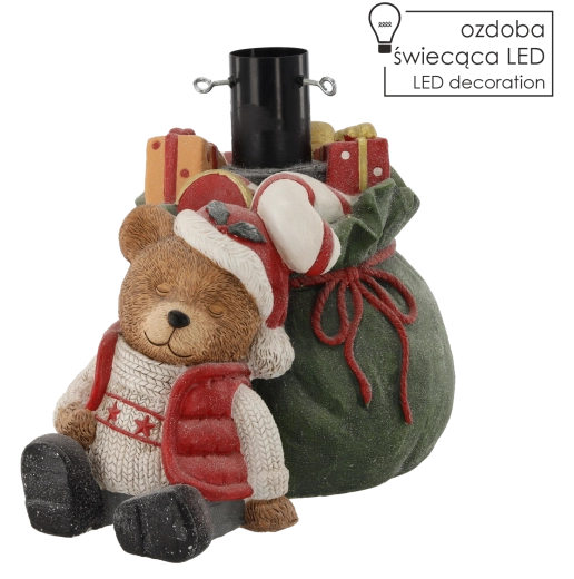 Christmas tree stand Teddy bear with a sack of gifts LED