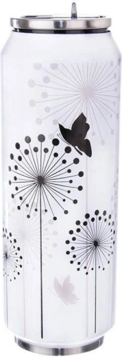 Can-shaped thermal mug 700 ml with straw – dandelions