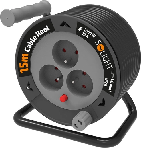 Solight extension cord on a reel 15 m with 3 sockets