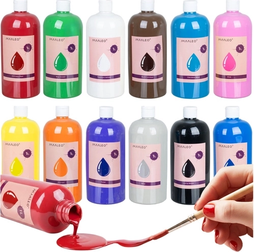 Maaleo poster paints – set of 12 colors, 1 L