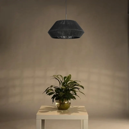 Pakabinamas šviestuvas iš natūralaus ratano 50 cm, juodas