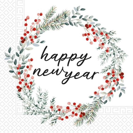Popierinės servetėlės 33 × 33 cm, 3 sluoksnių, motyvas New Year, 20 vnt.