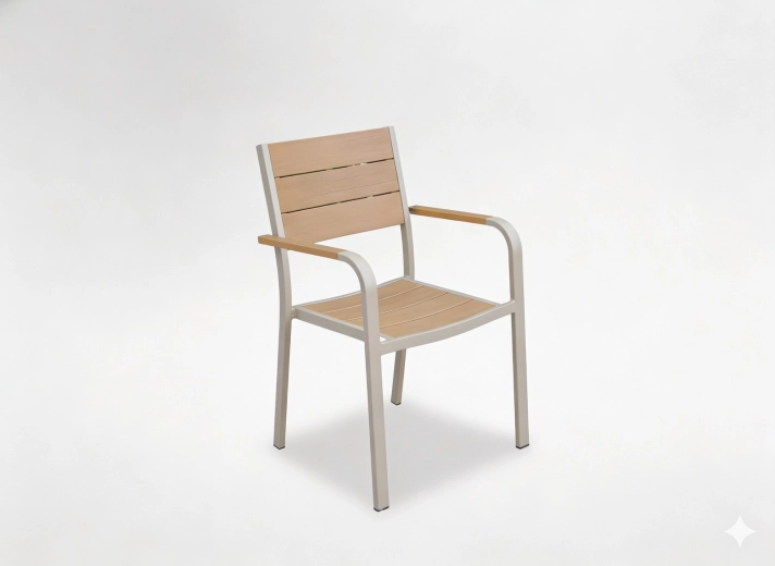 Aluminum garden chair beige 55 × 55 × 86 cm