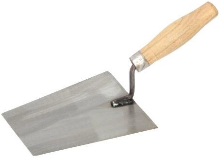 Mūrininko mentelė iš šlifuoto plieno 180 × 130 mm su medine rankena
