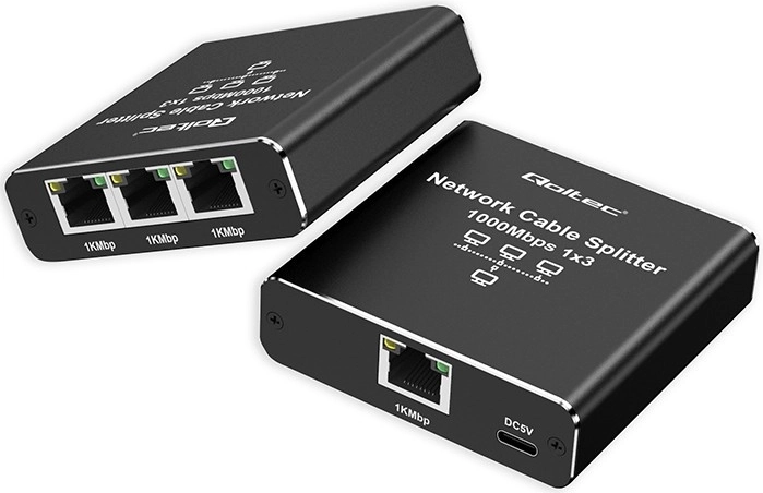 Ethernet Splitter Mini Switch 1x3 RJ45 1000Mb/s USB-C Aluminum
