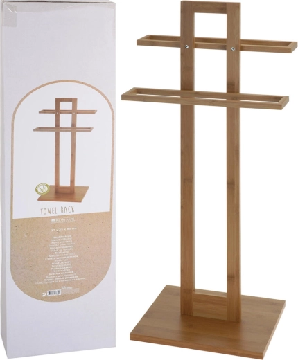 Bambukinė pastatoma rankšluosčių kabykla 37 × 25 × 85 cm