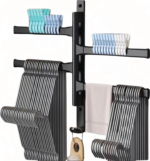 Wall-mounted swivel towel rack for bathroom and kitchen