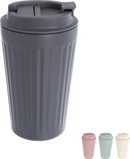 Thermal travel mug 500 ml with lid (stainless steel/plastic), assorted colors