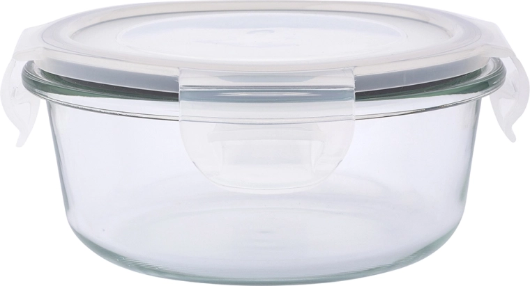 Fresh round glass food storage container with lid, 0.4 L