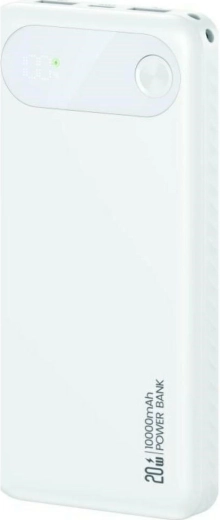 USAMS PB80 Power Bank 10000 mAh, 20 W PD, 2×USB-A + USB-C, white