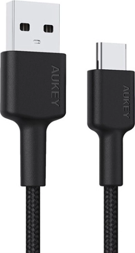 Aukey USB‑C į USB‑A kabelis 2 m, 60 W, pintas nailonu, juodas