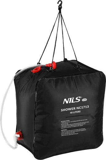 Saulės energija šildomas kempingo dušas NILS Camp 40 l
