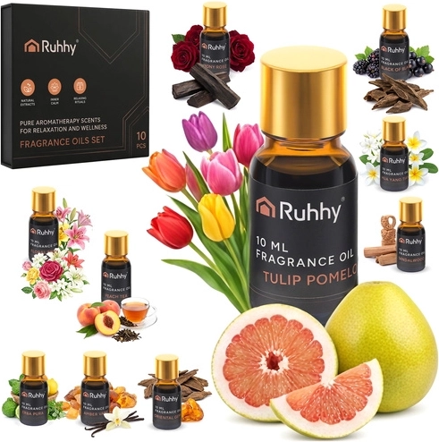 Fragrance oils for diffuser Ruhhy, set 10 × 10 ml + 2 droppers