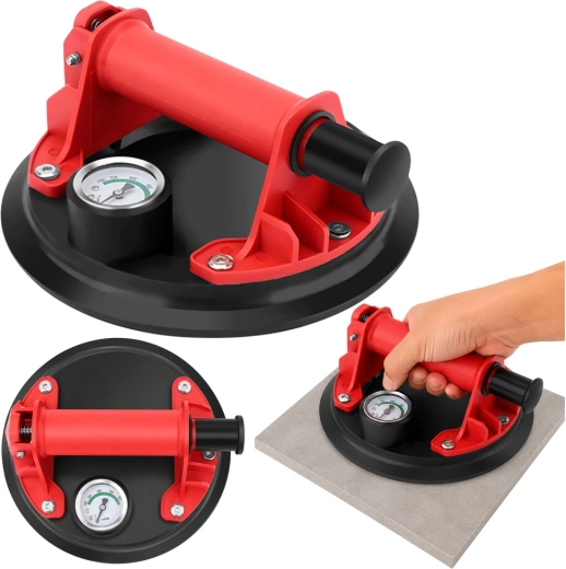Vacuum suction cup for tiles and glass with pressure gauge, 20 cm