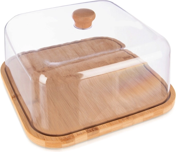 Bamboo serving board with cover, square 30 × 30 × 17 cm